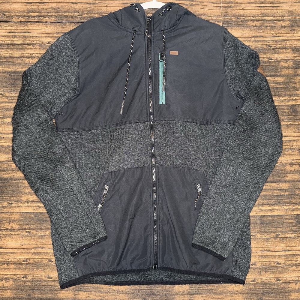 Billabong Jacket Mens Large Gray Black A/Div Adventure Division Fleece Hoodie